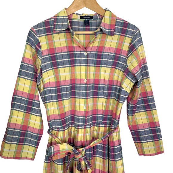 Lands End Madras Plaid Shirtdress - Picture 5 of 8